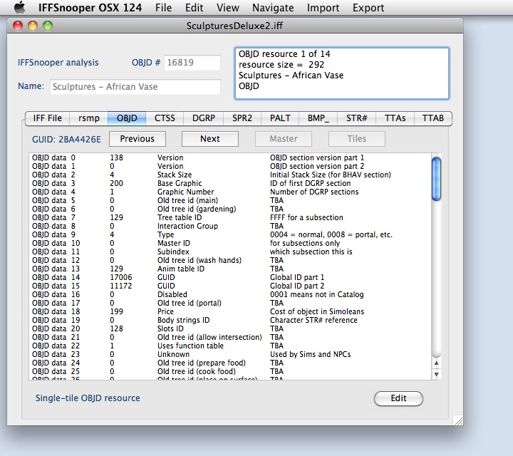 OBJD tab panel