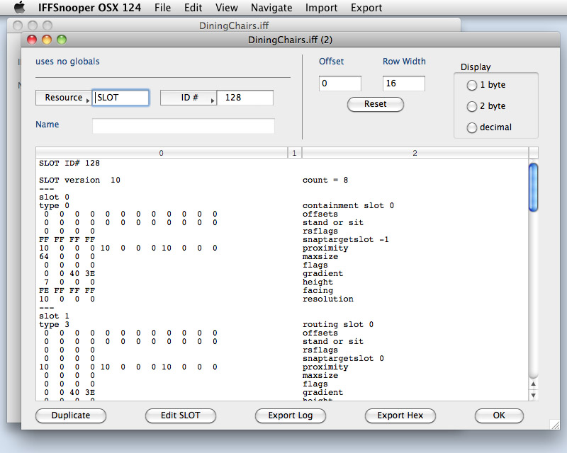 Hex data window